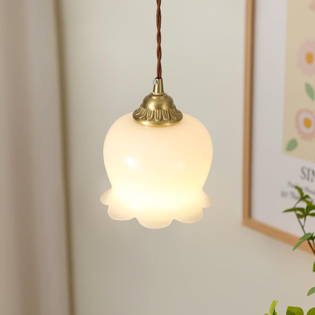 Brass Resin Petal Plug-In Pendant