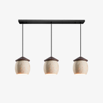 Bild in Gallery-Viewer laden, Three-light beige travertine linear pendant on white background