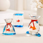 Cargar imagen en el visor de la Galería, Glass goldfish ornaments styled on a bright shelf