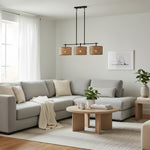 Cargar imagen en el visor de la Galería, Lámpara colgante rústica Ravelo en forma de tambor con diseño escultórico de metal para comedores y salas de estar