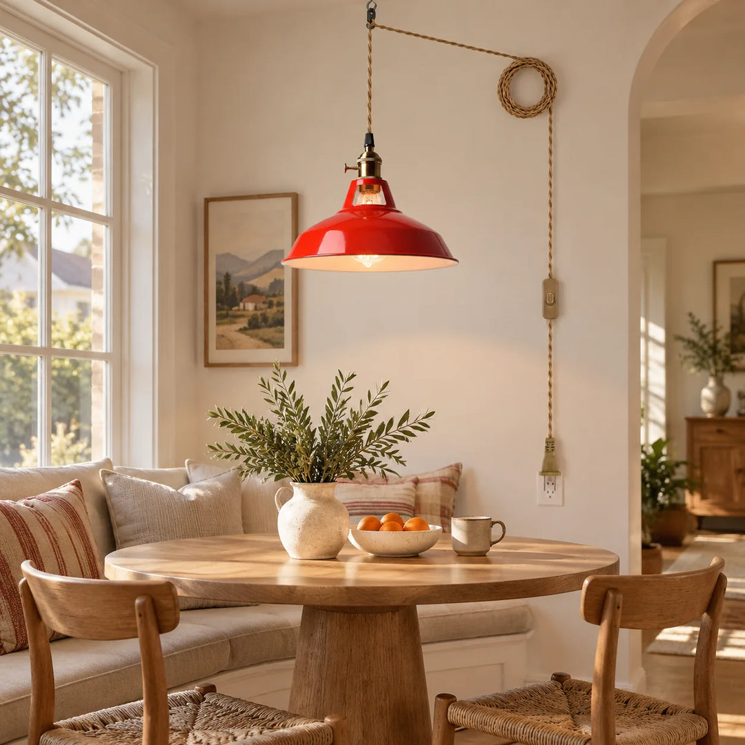 Farmhouse Plug-In Pendant with an on/off switch and shade colour choices - New2609-1024600 interior scene