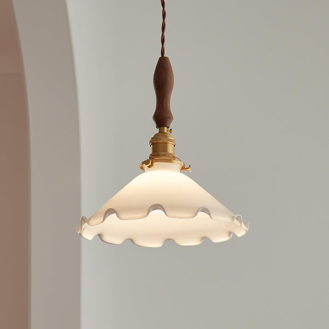 White Sculptural Glass Plug-In Pendant