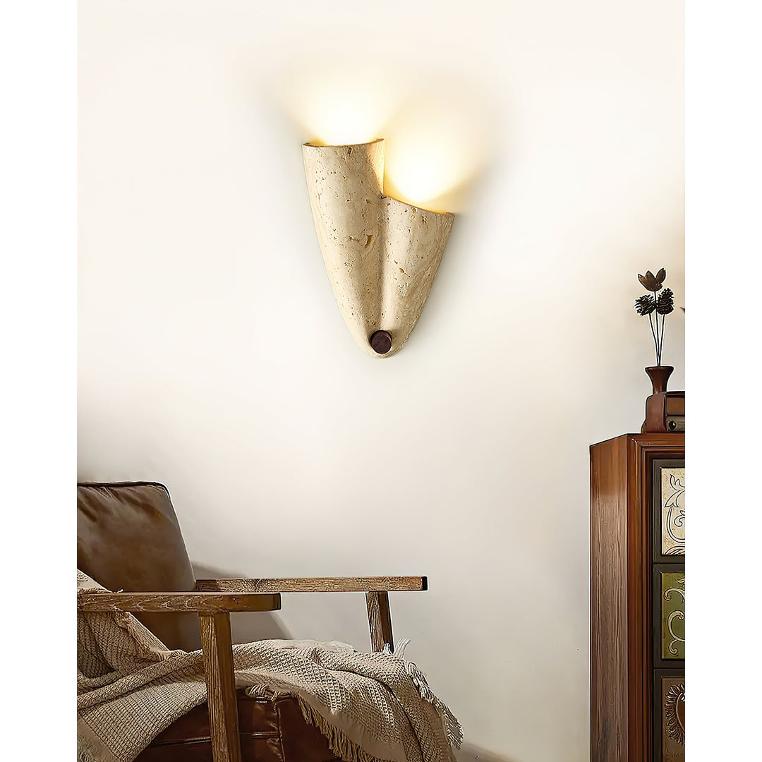 Travertin-Wandlampe – Minimalistische Stein-Wandleuchte Dekorative Beleuchtung für Wohnzimmer