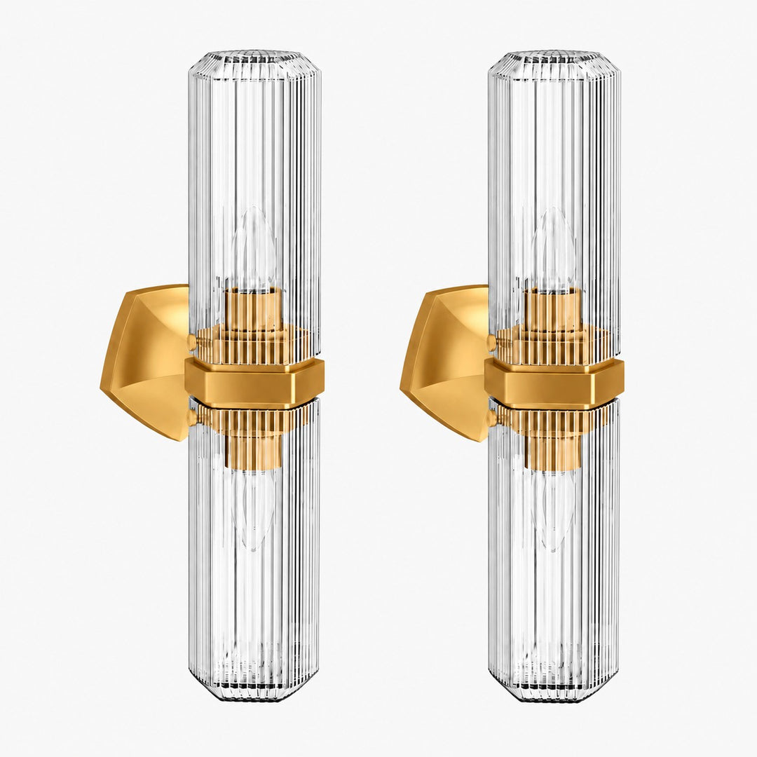 Ridged Shade Armed Cup Metal Plate Wall Light