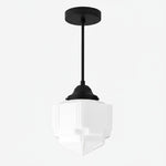 Cargar imagen en el visor de la Galería, Geotower Glass Skyscraper Shade Art Deco Pendant Light – Modern Industrial Ceiling Lamp for Living Room
