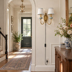 Cargar imagen en el visor de la Galería, Rowanea Fabric Shade Ceramic Plug-In Wall Sconce