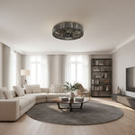 Load image into Gallery viewer, Glomar Glass Round Flush Ceiling Light - Modern Metal Glass Finish Living Areas