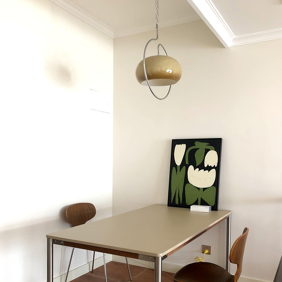 Rounded Glass Chrome Swag Pendant Light