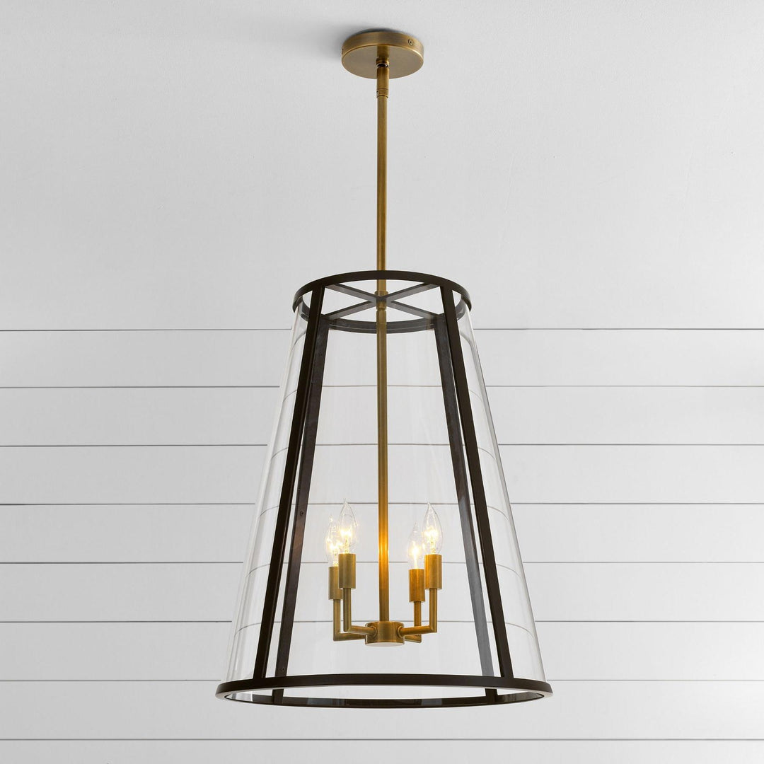 Lámpara colgante de exterior de vidrio Ferrix - Iluminación industrial para porches delanteros