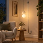 Load image into Gallery viewer, Textured Stone And Glass Plug-In Swag Pendant