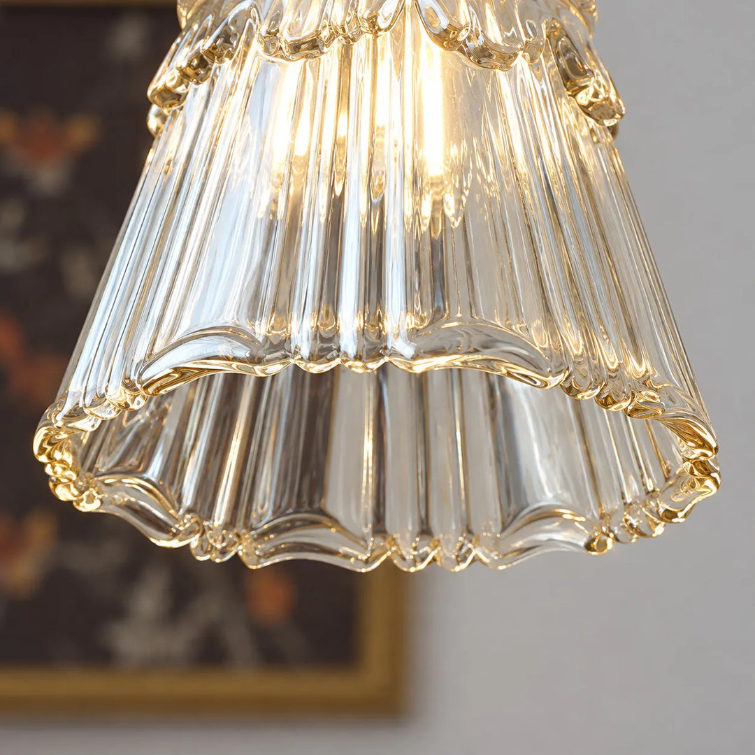 Vintage Carved Glass Pendant Lamp