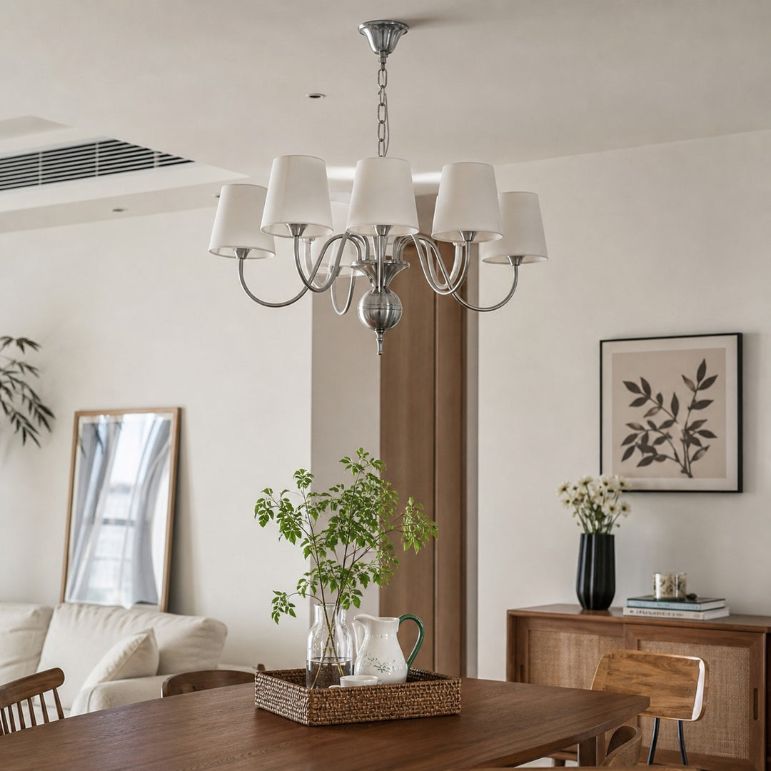 French Vintage Fabric Shade Chandelier