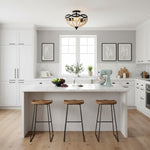 Cargar imagen en el visor de la Galería, Lámpara de techo con cúpula de cuentas Rustibea – Estilo campestre antiguo para cocina