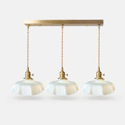 Vintage scalloped opaline glass pendant light view 6