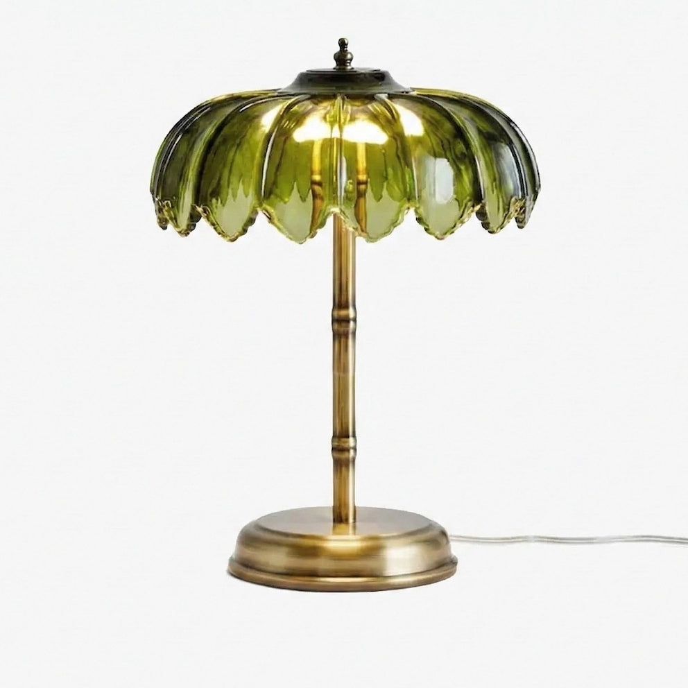 Lampe de Table Élégante Aridia – Base Métallique Élégante et Abat-Jour en Verre pour Espaces Contemporains