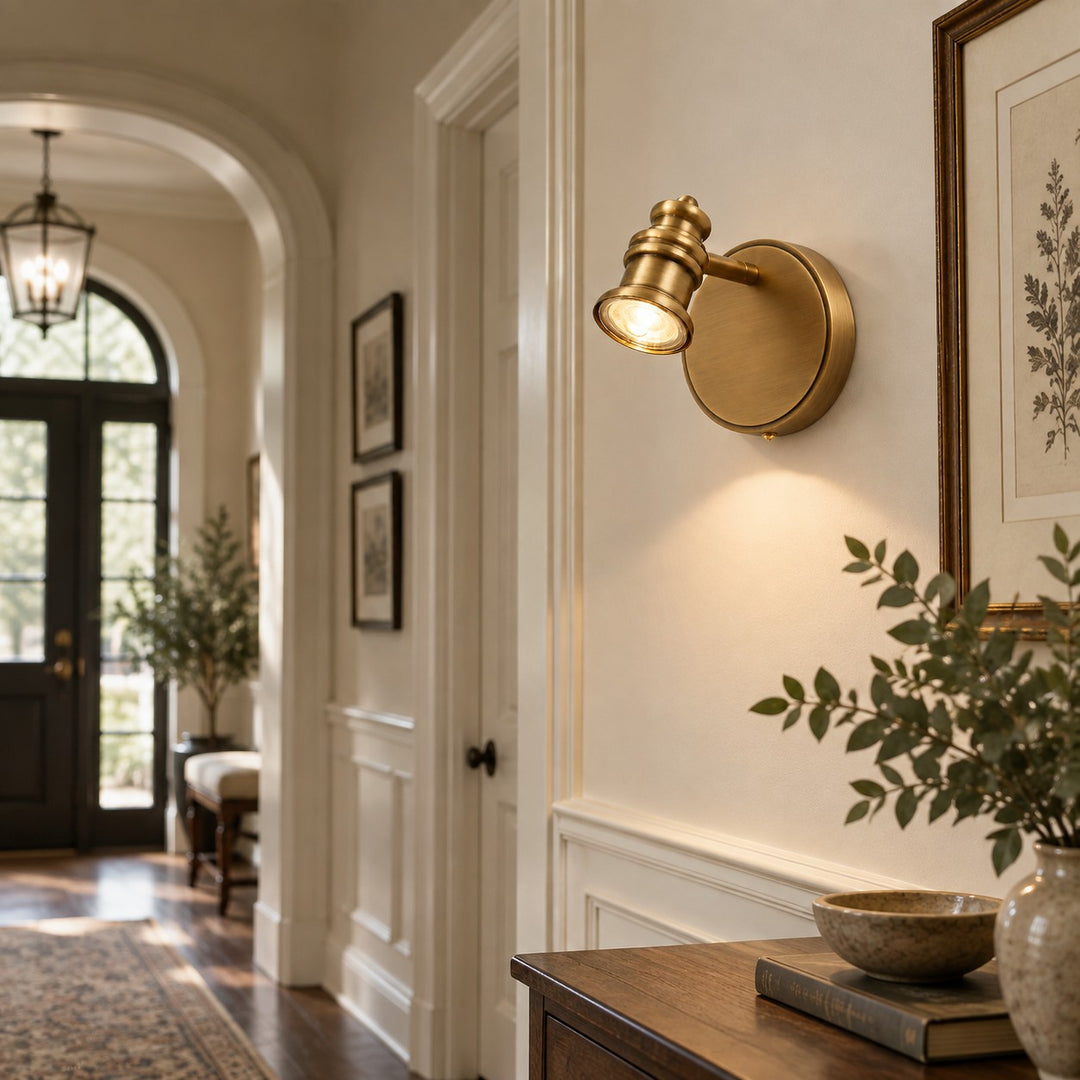 Aurelia Brushed Brass Adjustable Vanity Wall Light