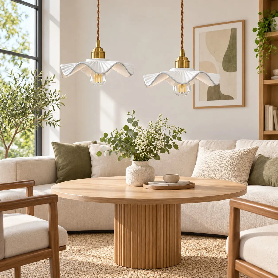 Vintage Ceramic Wave Pendant Lamp
