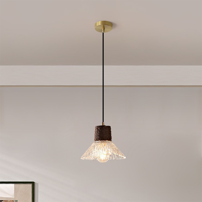 Nordische Hanfseil Glas Pendelleuchte