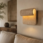 Bild in Gallery-Viewer laden, Travertine wall sconce above sofa