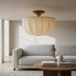 Load image into Gallery viewer, Loomis Satin Linen Flush Pendant Light – Contemporary Style Ceiling Light for Living Rooms and Entryways