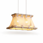 Cargar imagen en el visor de la Galería, Style B 60 cm ivory white wood and fabric pendant lamp