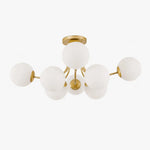 Load image into Gallery viewer, 8-head gold ceiling light with glass globes