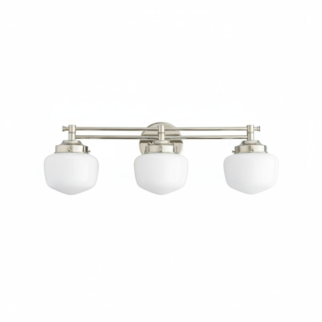 Opalume Glass Art Deco Vanity Light - Bathroom Wall Sconce with White Glass Shades
