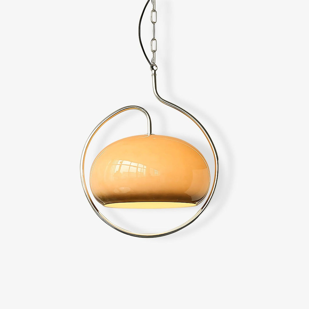 Rounded Glass Chrome Swag Pendant Light