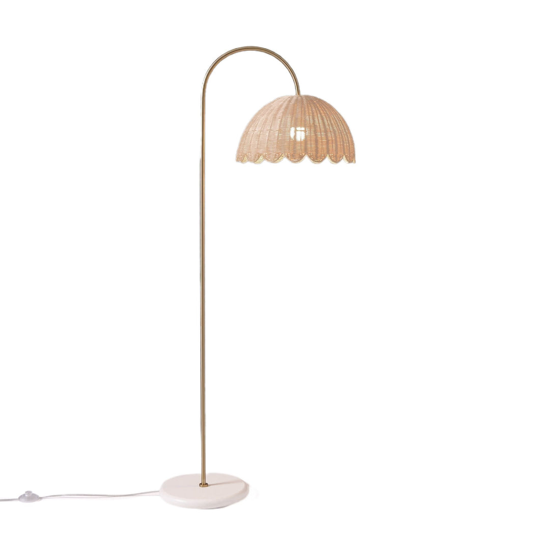 Olvara Arched Rattan Floor Lamp - Boho Chic Natural Woven Lighting
