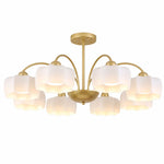 Load image into Gallery viewer, Illuminated 8-light chandelier on a white background; bulbs not included