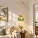 Bild in Gallery-Viewer laden, Vintage Blossom Glass Plug-In Pendant Light