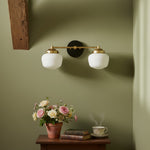 Bild in der Galerieansicht laden, Opalume Glass Art Deco Vanity Light - Bathroom Wall Sconce with White Glass Shades
