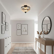 Lámpara de techo con cúpula de cuentas Rustibea – Estilo campestre antiguo para cocina