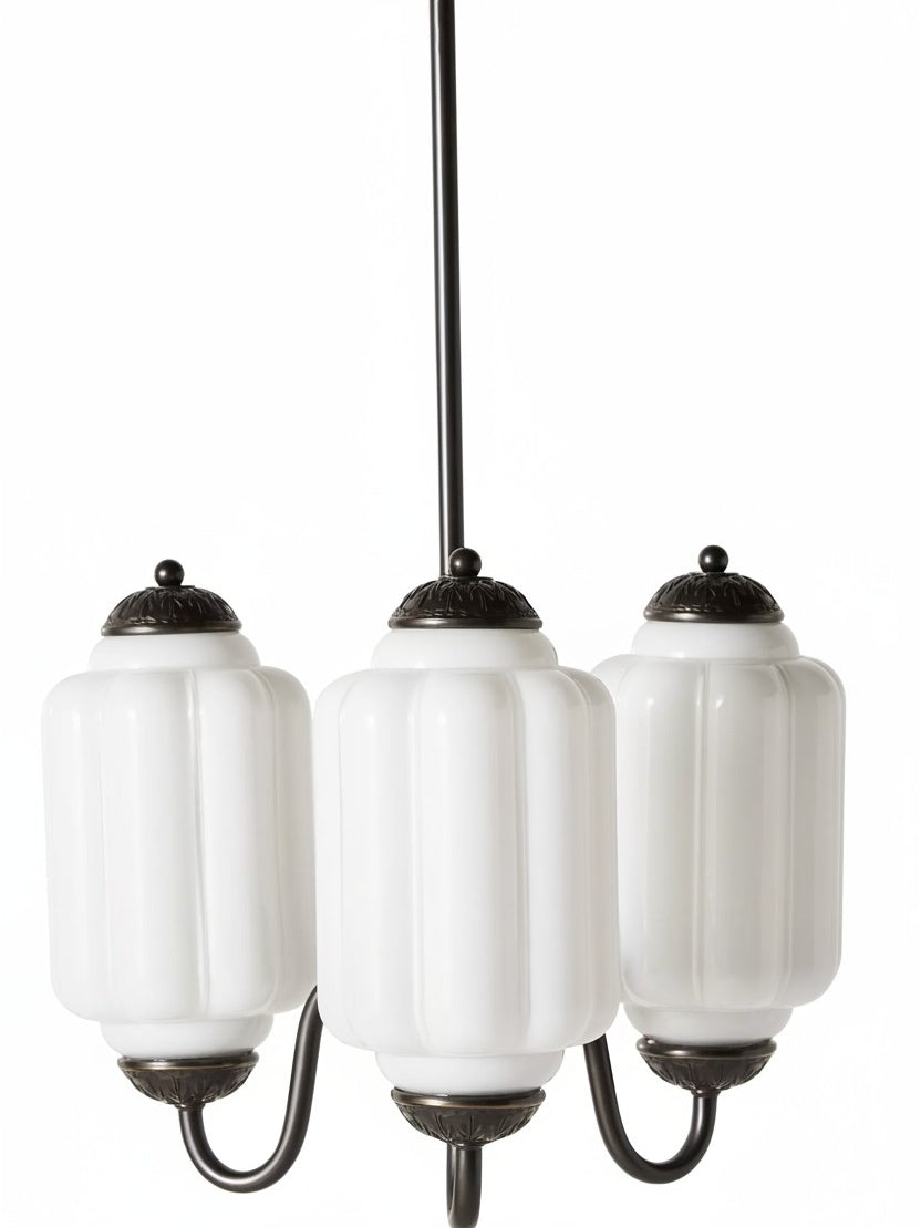 Eloise Chandelier – Milk Glass Chandelier in a Vintage Style Finish