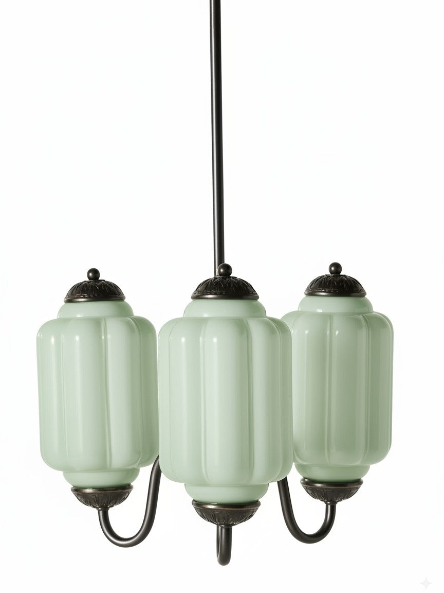 Eloise Chandelier – Milk Glass Chandelier in a Vintage Style Finish
