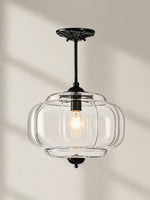 Load image into Gallery viewer, Eloise Scallop Vintage Milk Glass Semi Flush Mount Pendant Light