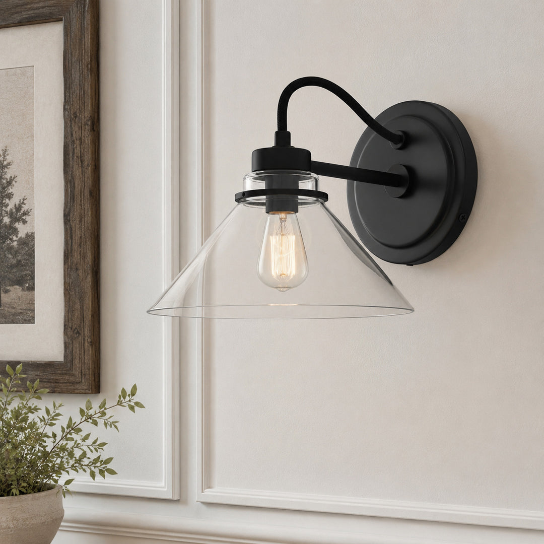 Aurenza Gebogene Arm Globe Wandlampe – Moderne Industrielle Wandleuchte für Badezimmer, Schlafzimmer und Flur