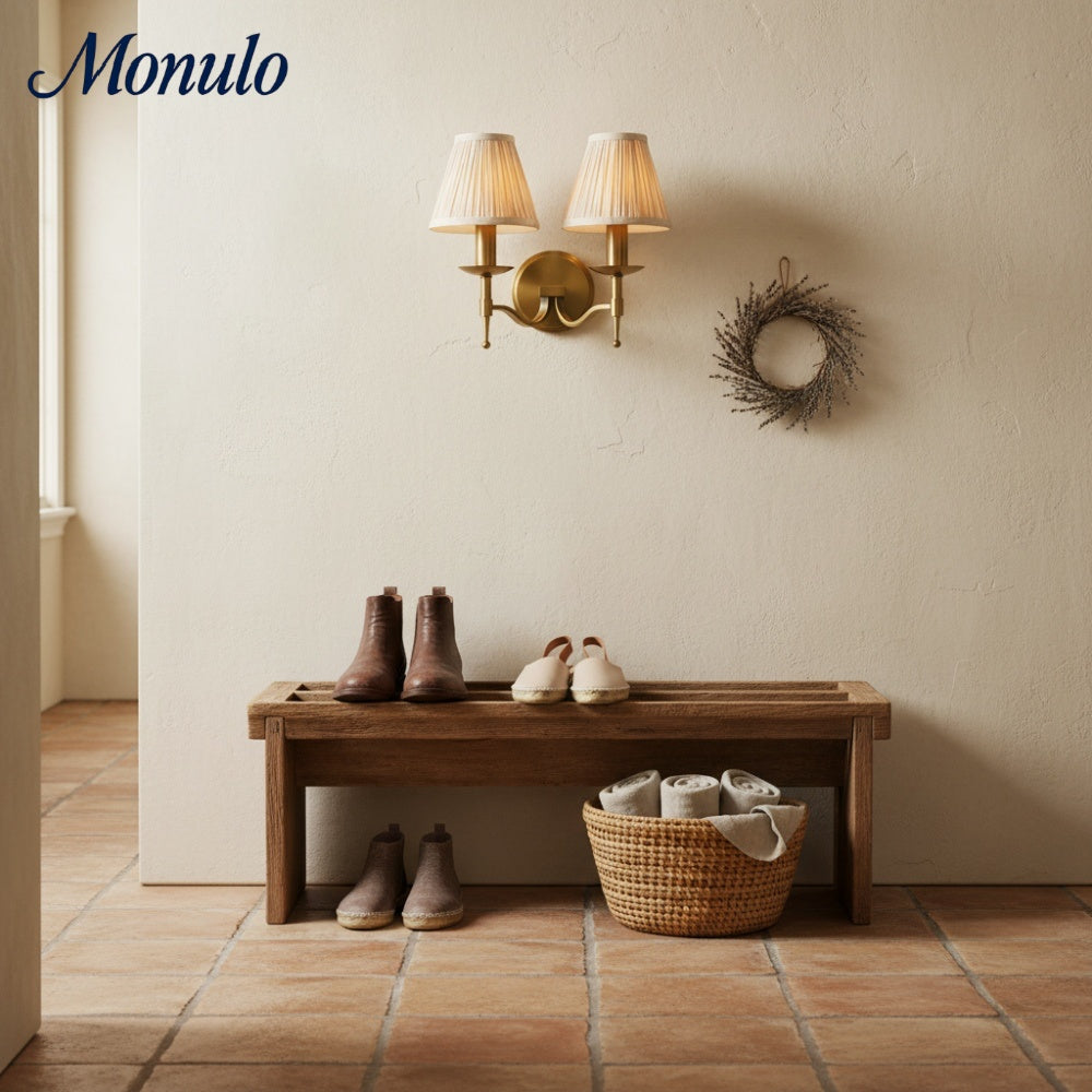 Tela Timeless Transitional Wall Lamp with Fabric Shade for Bedroom Dining Room