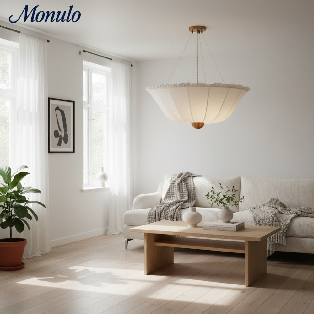 Wickara Natural Wicker Parasol Contemporary Flush-Mount Ceiling Light for Small Rooms