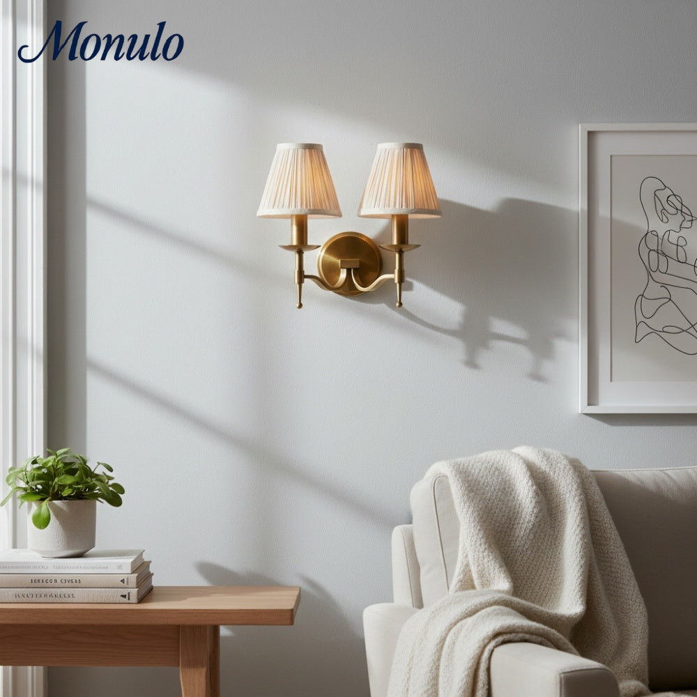 Tela Timeless Transitional Wall Lamp with Fabric Shade for Bedroom Dining Room