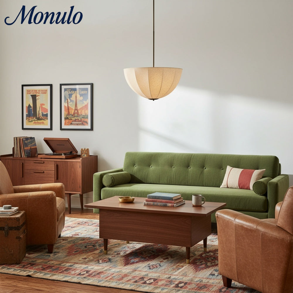 Lumarys Sculptural Fabric-Wrapped Pendant Light Organic Botanical Style for Living Room