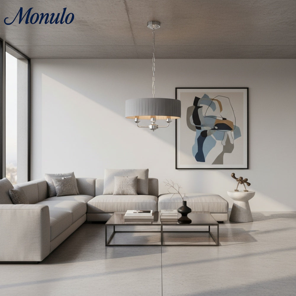 Tela eleganter Mehrarm-Pendelleuchter mit skulpturalen Schirmen für Esszimmer und Wohnbereich