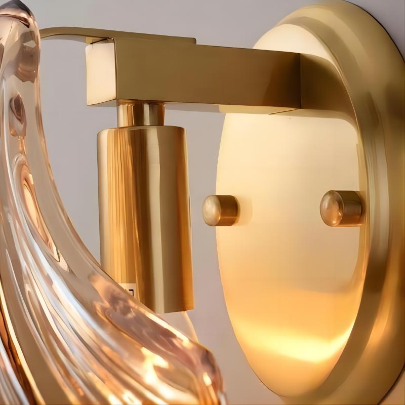 Applique murale Shellora élégante en coquillage – Lampe murale sculpturale en verre et métal pour la maison N44