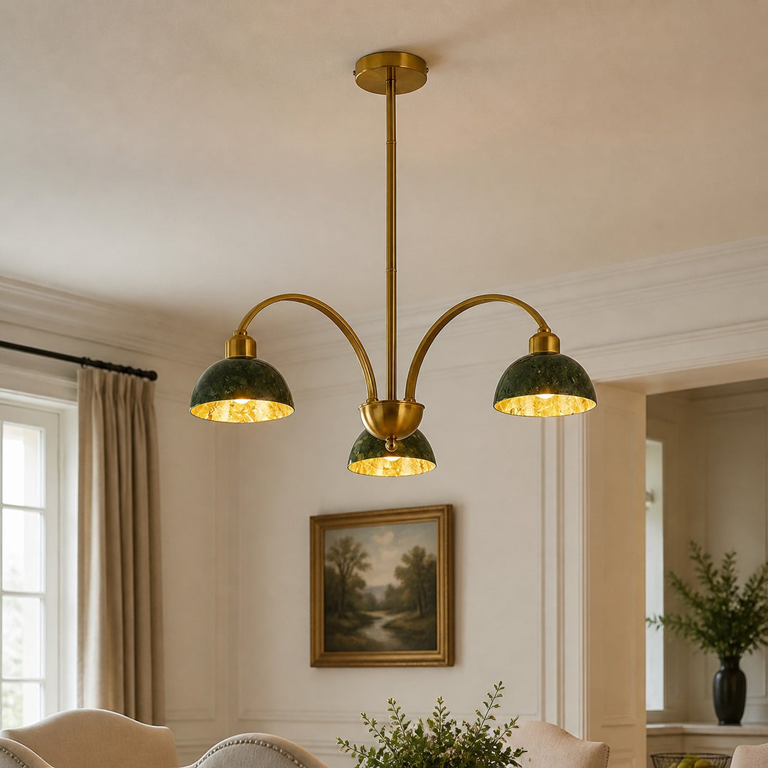 Green Jade Scalloped Dome Chandelier