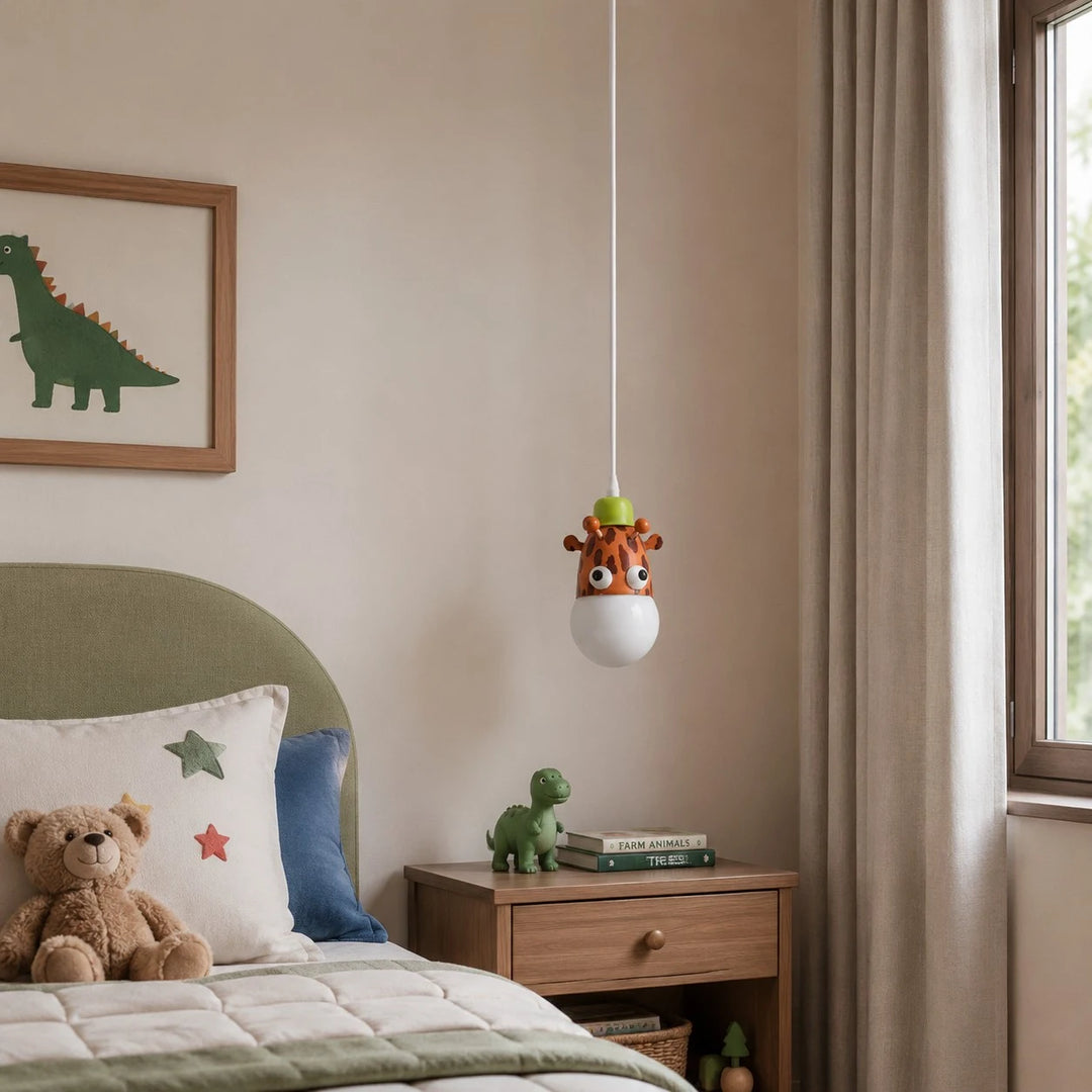 Giraffe animal pendant light installed