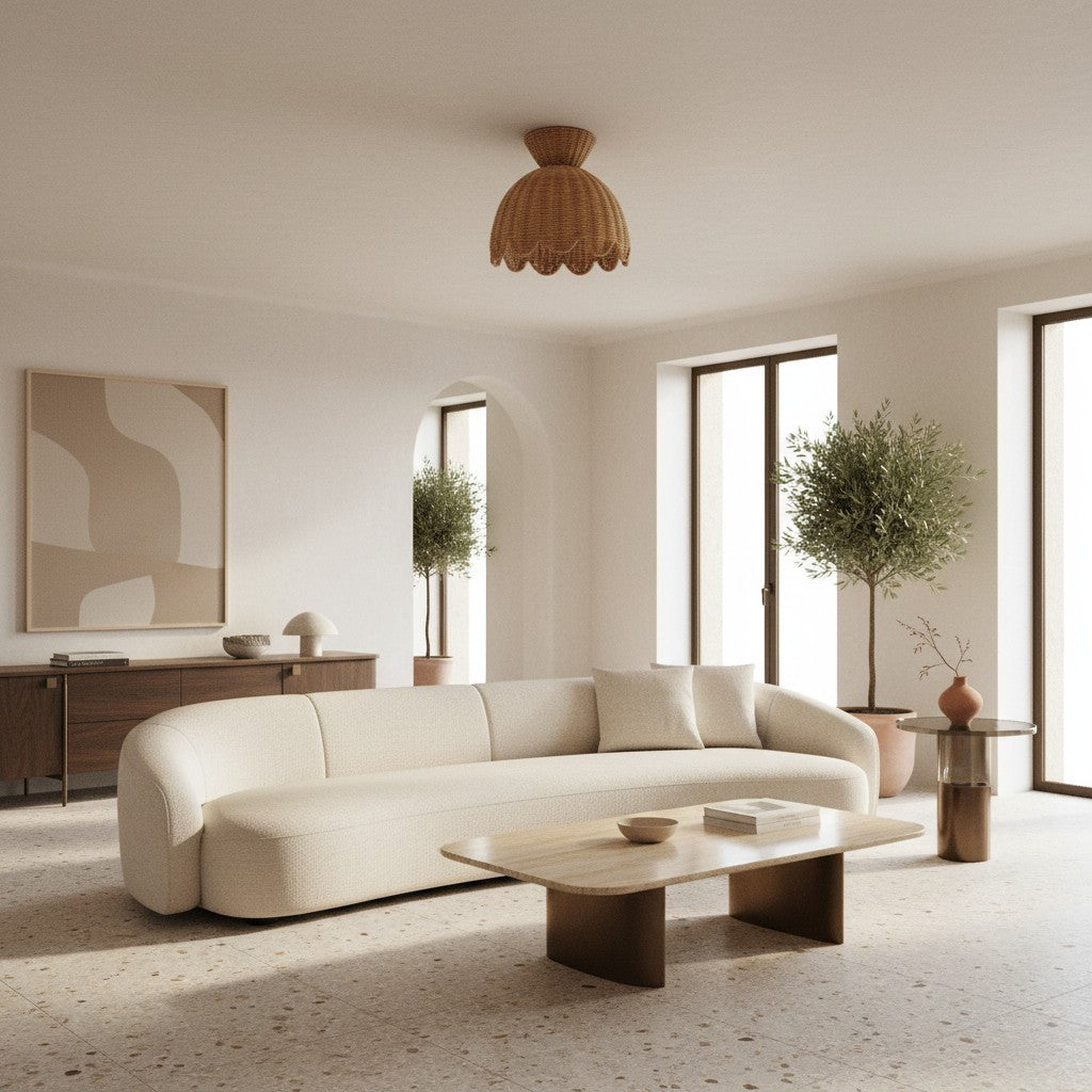 Lámpara de Techo Rattalia - Diseño Escultural de Flor en Estilo Natural para Isla de Cocina