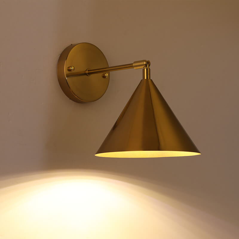 Lámpara de pared moderna, sencilla, de latón bañado en hierro, redonda, de una luz