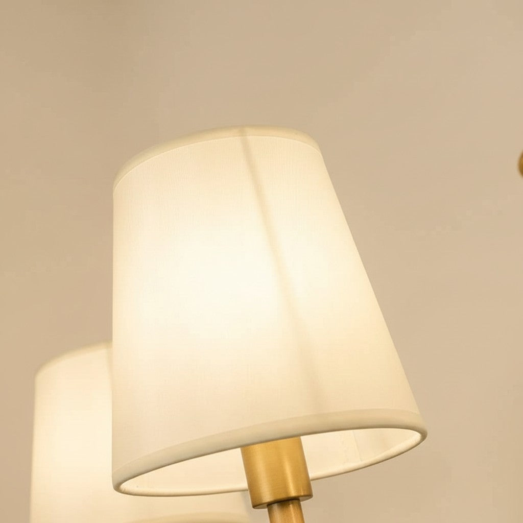 Lustre Branche Série Altoris avec Abat-jours en Tissu – Lustre en Laiton et Céramique pour Salon