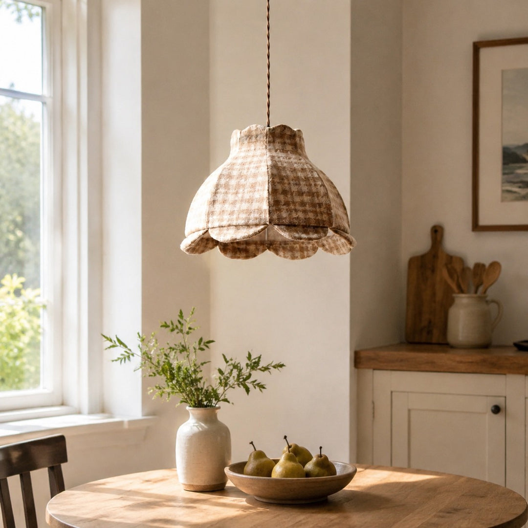 Vintage Plaid Fabric Pendant Light