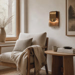 Bild in Gallery-Viewer laden, Vintage Brass Amber Glass Wall Sconce